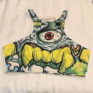 Vintage Rehab Multicolor Graphic Monster Crop Top, Size Small